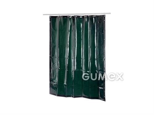 Schweißvorhang mit Stahlbügelringen, Breite 1400mm, Länge 2800mm, grün transparent, 